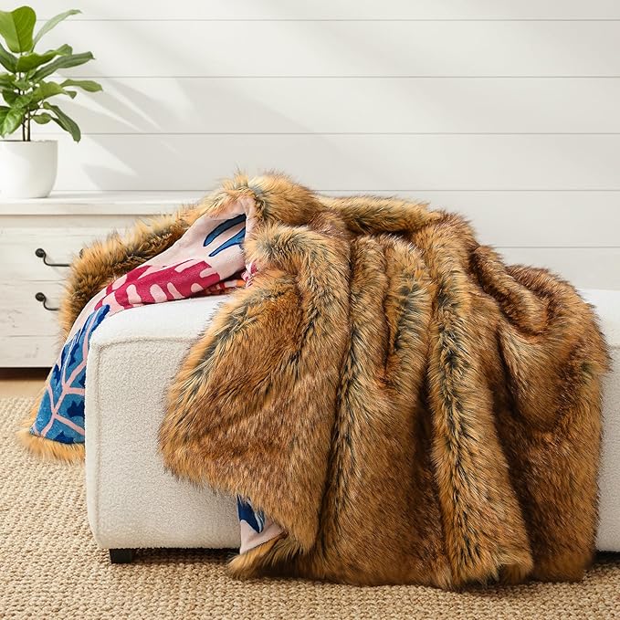 HORIMOTE HOME Reversible Faux Fur Throw Blanket, - Image 2