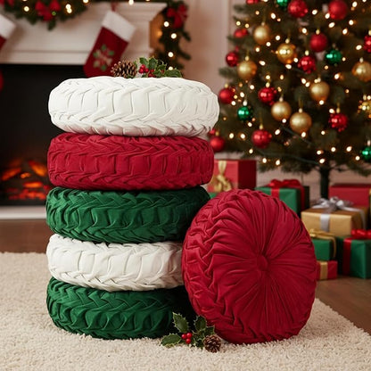 Yerliker 6 Pcs Floor Pillow Cushions 15inch Round Velvet Throw Pillows Colorful by Yerliker