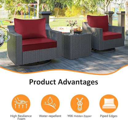 Outdoor Patio Chair Cushions Set, Water-Repellent, Fade Resistant, Deep Seat - Image 2