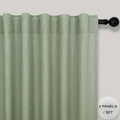 Light Sage Green Linen Curtains 120 Inches Long - Image 2