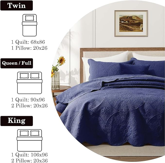 IR Imperial Rooms King Quilt Bedding Set Size + 2 Pillow Shams - Image 5
