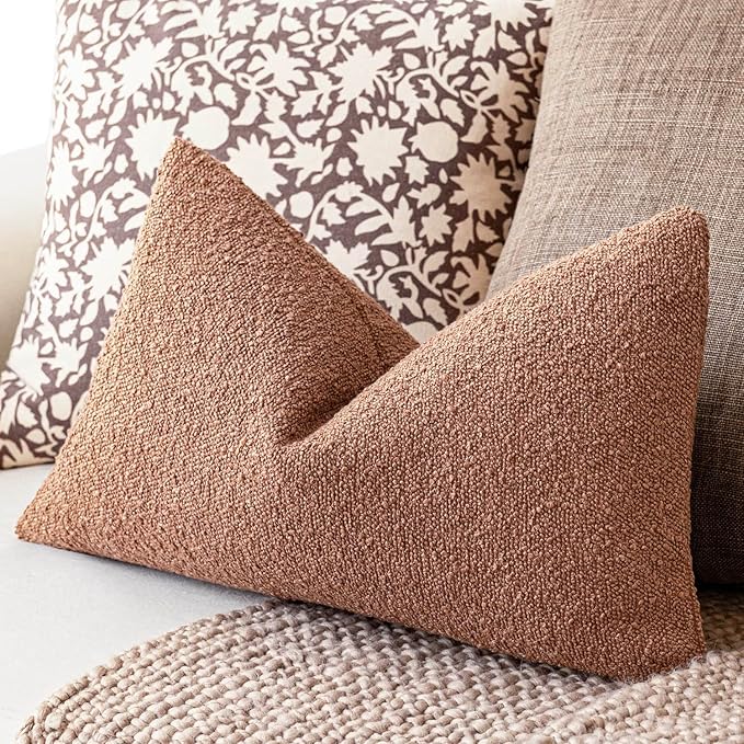 Foindtower Pack of 2 Textured Boucle Throw Pillow Covers Accent Solid - Image 5