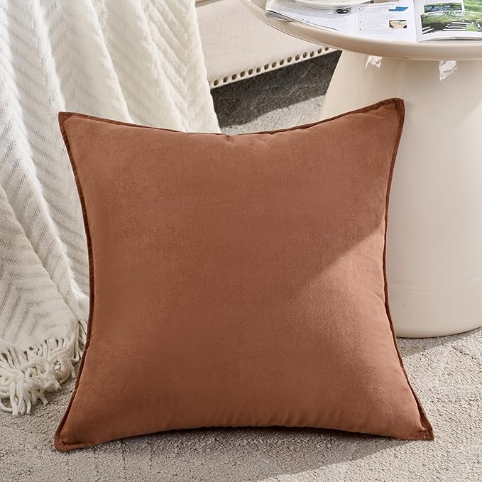 Fancy Homi 2 Packs Rust Decorative Throw Pillow Covers 18x18 inch, Super Soft - Image 2