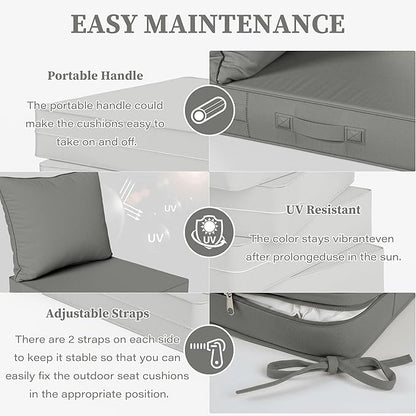 Outdoor Seat Cushion Set 22 L × 24 W × 5 H Inch Waterproof & Fade Resistant - Image 4