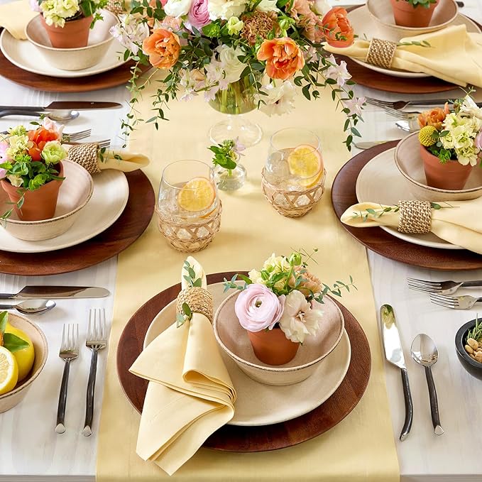 Solino Home Linen Golden Straw Table Runner 132 Inches Long - Image 3