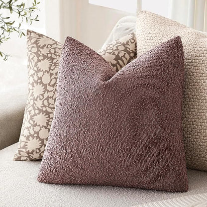 Foindtower Pack of 2 Textured Boucle Throw Pillow Covers Accent Solid Pillow - Image 5