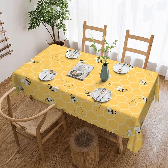 Honey Cute Yellow Bees Tablecloth Honeycombs Funny Bee Bumblebee Beehive Table - Image 5