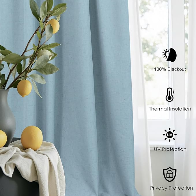 Extra Long Blackout Light Blue Curtains - Image 6