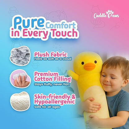 Duck Plush Body Pillow for Kids | Long Stuffed Animal Cuddle Pillow | Soft - Image 2