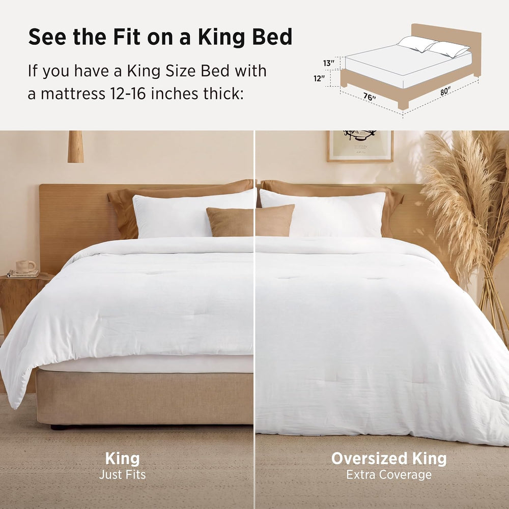 Bedsure Oversized King Comforter Set, Prewashed Bedding White