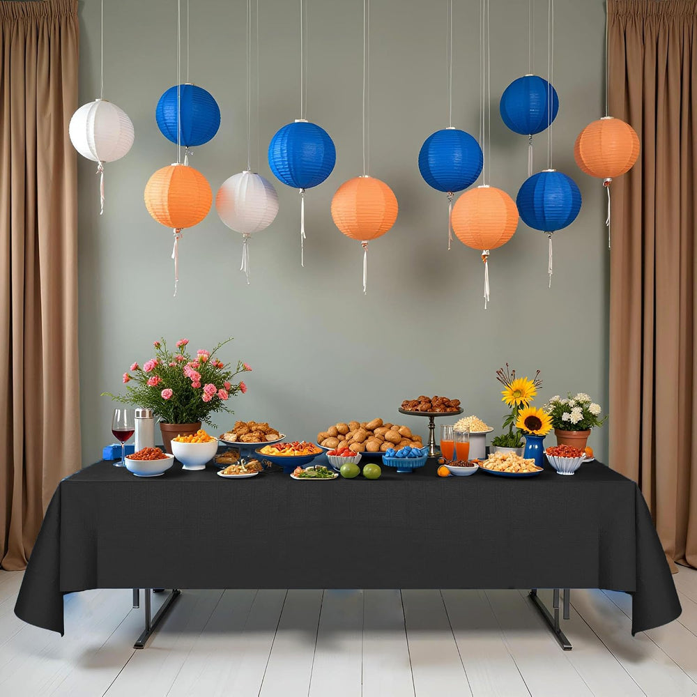 [6 Pack] Black Paper Tablecloth Disposable for Rectangle Tables, 54 X 108 Inc...
