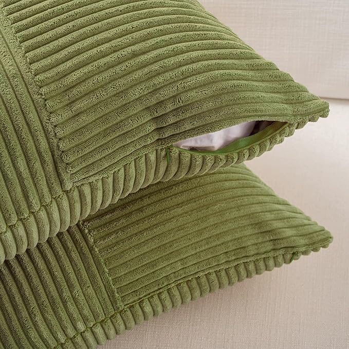 Fancy Homi 2 Packs Moss Green Decorative Throw Pillow Covers 18x18 Inch - Image 3