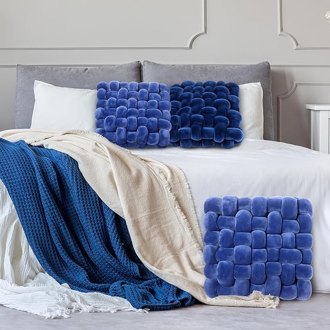Wenqik 2 Pcs Knot Pillows Square Knotted Plush Throws Soft Accent Pillows - Image 6