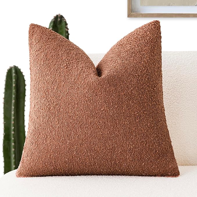 Foindtower Decorative Textured Boucle Throw Pillow Covers Accent Solid Pillow by Foindtower