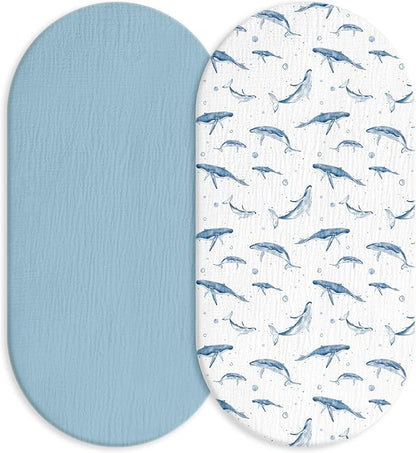 Muslin Bassinet Fitted Sheets, 2 Pack by LYRICHOMBABY