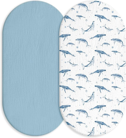 Muslin Bassinet Fitted Sheets, 2 Pack by LYRICHOMBABY