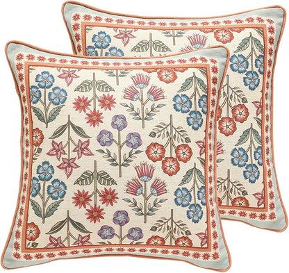 Blue Throw Pillow Covers Set of 2, Cottage Rustic Farmhouse by bilingaier