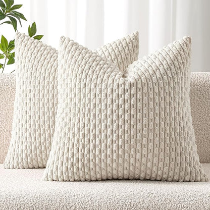 MIULEE Pack of 2 Decorative Throw Pillow Covers 22x22 Inch Soft Boho Striped by MIULEE
