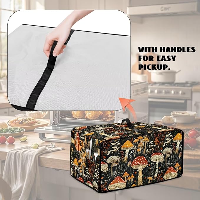 Dustproof Toaster Oven Cover Polyester-Linen Fabric Microwave Oven Dust Cover - Image 5