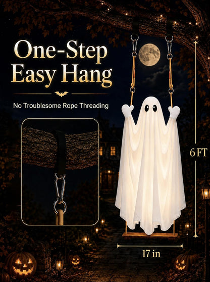 HOPOCO Halloween Swinging Ghost Outdoor Decor, Hanging Ghost with Light