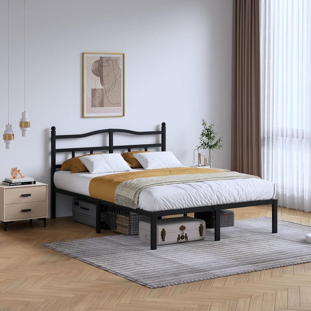 SHOANED 14 Inch Metal Bed Frame - Queen Size Heavy Duty Bedframe with Headboa...