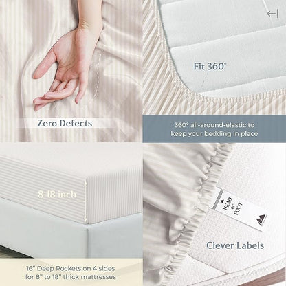 Mayfair Linen 100% Cotton Striped Sheets Twin Size Bed Set - Image 5