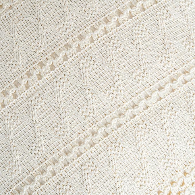 Fancy Homi Set of 2 Boho Cream Lumbar Decorative Throw Pillow Cover 12x20 Inch - Image 4