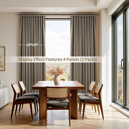 Joywell Pinch Pleated Linen 100% Blackout Curtains 2 Panels Set Black Out Light - Image 7