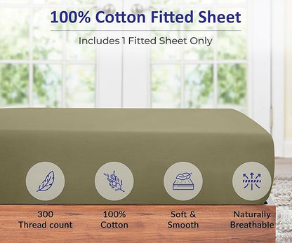 ROYALE LINENS 300 Thread Count 100% Long Staple Combed Cotton Fitted Sheet Full - Image 3