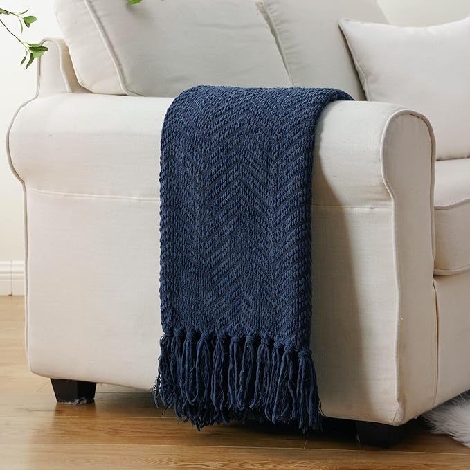 BATTILO HOME Navy Blue Throw Blanket - Image 8