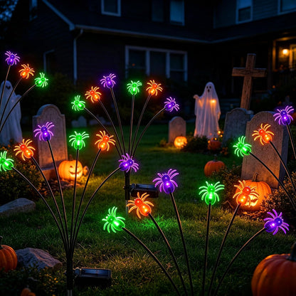 4Pack Spider Solar Halloween Decorations,Solar Firefly Swaying Lights