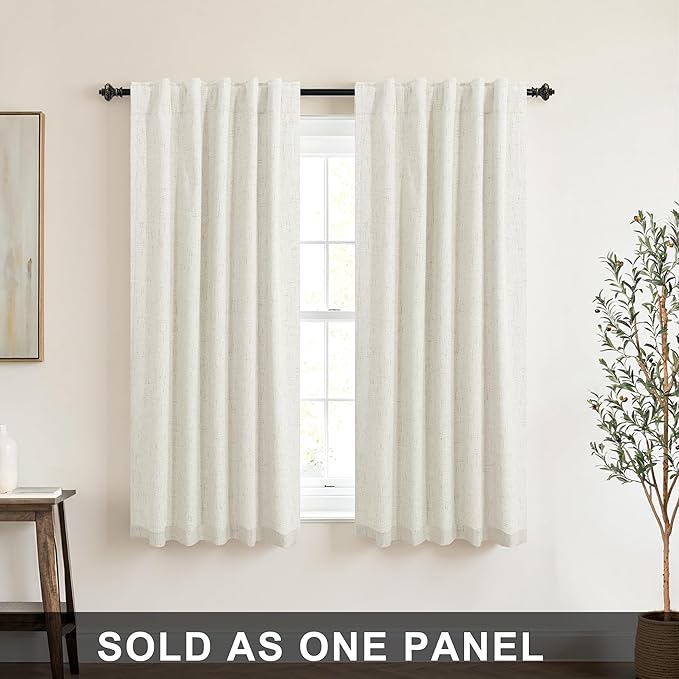KOUFALL Linen Bathroom Window Curtain, Short Curtain Blackout - Image 2