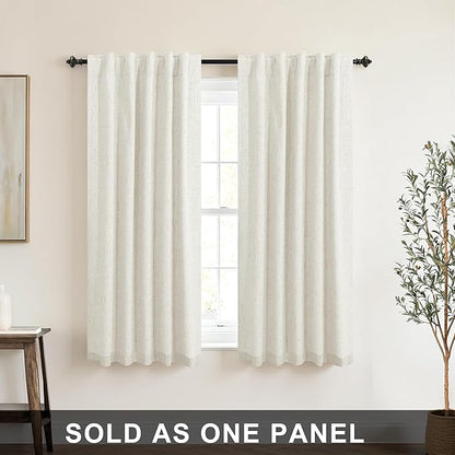 KOUFALL Linen Bathroom Window Curtain, Short Curtain Blackout - Image 2