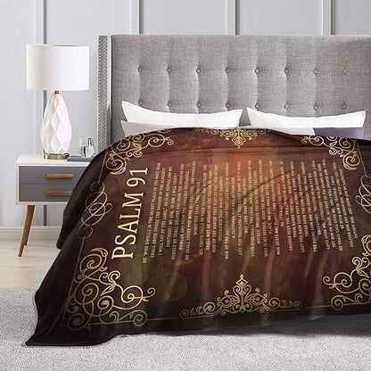 Psalm 91 Blanket Christian Religious Throw Blanket Bible Verse Flannel Stuff - Image 4