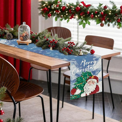 OTOSTAR Christmas Tree and Santa Claus Merry Christmas Table Runner, Xmas - Image 7