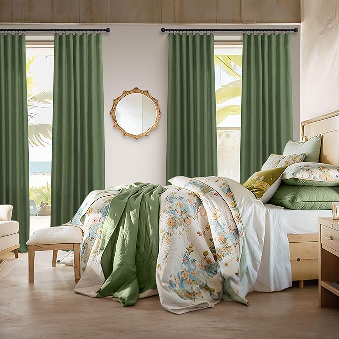 Pitalk Olive Green Curtains 90 Inch Length - Image 6