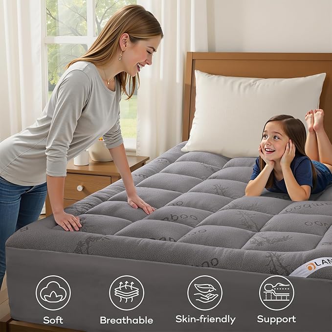 OLANLY Full Mattress Topper – Viscose Made from Bamboo, Cooling Soft Full - Image 8