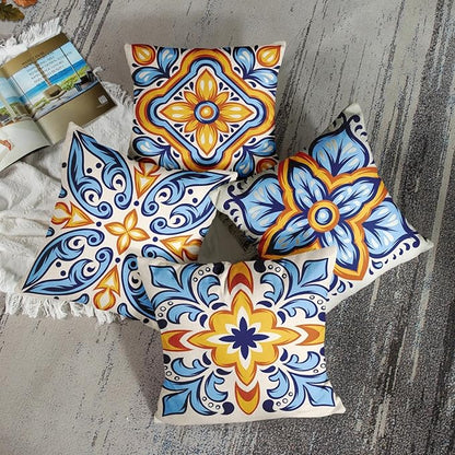 Sanwarm Throw Pillow Covers Home Decor Set of 4 Italian Mexican Ceramic - Image 2