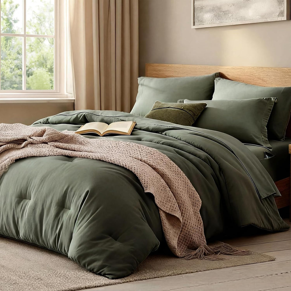 King Size Comforter Set- 7 Pieces Prewashed Bed in a Bag King Bedding Sets
