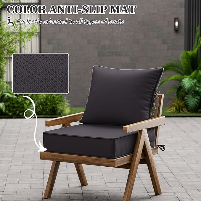 Outdoor Seat Cushion Set 19 L × 19 W × 4 H Inch Waterproof & Fade Resistant - Image 6
