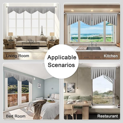 Valances for Windows Light Grey Window Valance for Living Room Rod Pocket - Image 4