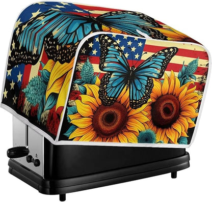 Sunflower Butterfly Print Toaster Cover 2 Slice American Flag Small Kitchen - Image 6