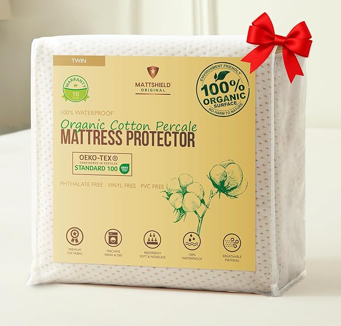 Deluxe Cooling Waterproof Organic Mattress Protector Twin by MATTSHIELDORIGINAL
