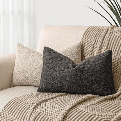 Foindtower Textured Boucle Throw Pillow Covers Accent Solid Lumbar Pillow Cases - Image 5