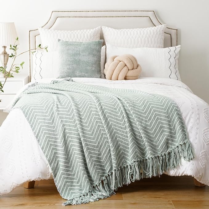 BATTILO HOME Sage Green Throw Blanket - Image 3