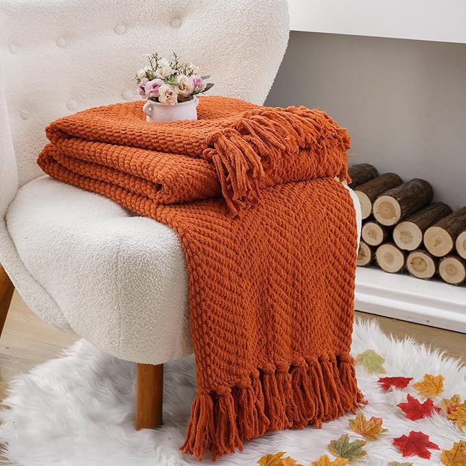 BATTILO HOME Burnt Orange Throw Blanket - Image 6
