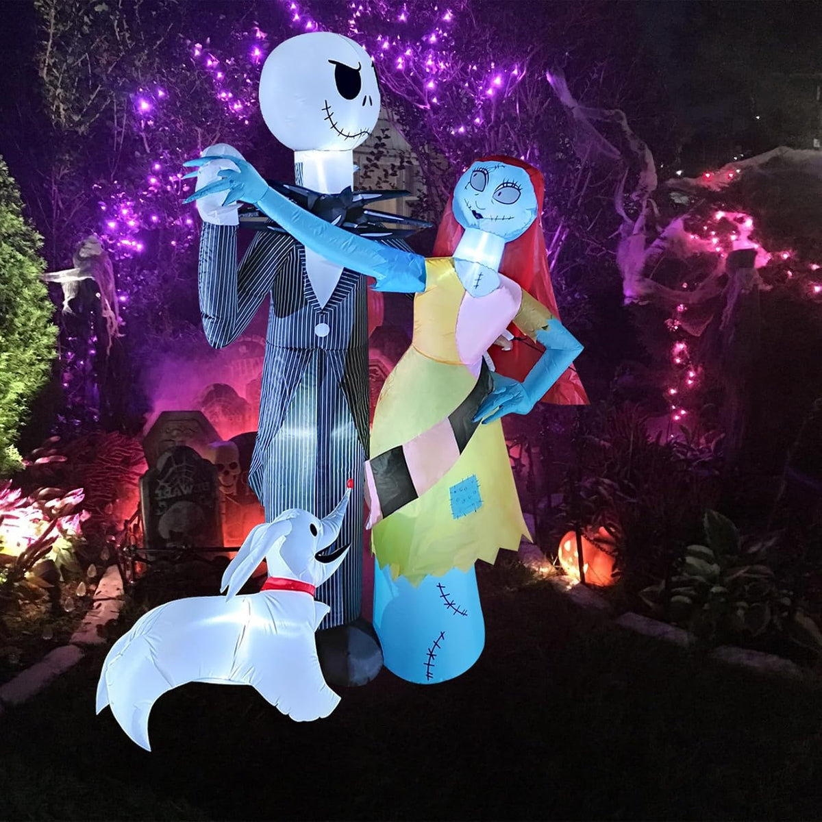 6FT Halloween Outdoor inflatables Decorations,Blow Up Skeleton and Dog Decorations with LED Lights, Halloween Party Decoration for Yard Garden Lawn