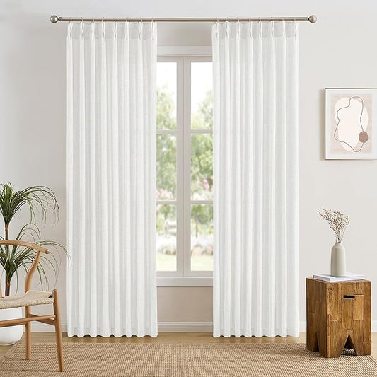 RAIN CITY White Curtains 105 Inches Long 2 Panels Set, Memory Trained Pinch by RAIN+CITY
