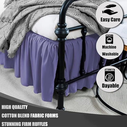 TSUTOMI Navy Blue Bed Skirt King Size Ruffled Bed Skirt - Image 2
