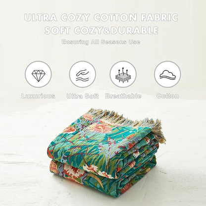 MSGKV Boho Throw Blanket 60"x80" Floral Blankets - Image 6